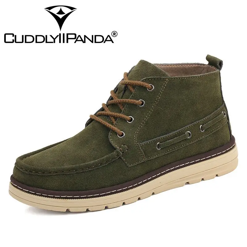 CUDDLYIIPANDA/осенне зимние мужские ботильоны из натуральной кожи высокого качества