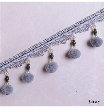 Gray QGVLish 12 м/лот Бусины Шторы кружево Taasel бахрома отделка ремни ленты DIY Шить диван скатерть этап занавес аксессуары для домашнего декора - Цвет: Gray
