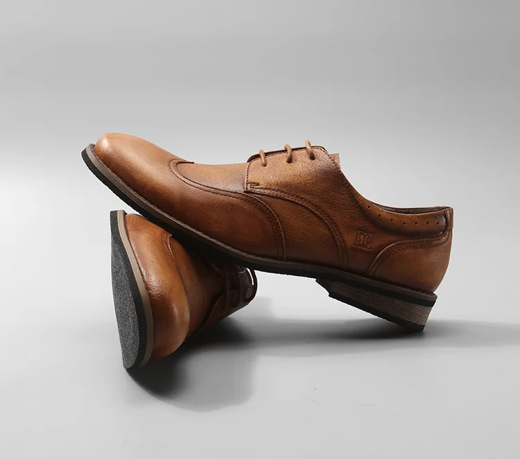 Лидер продаж броги из натуральной кожи с круглым носком для мужчин классические