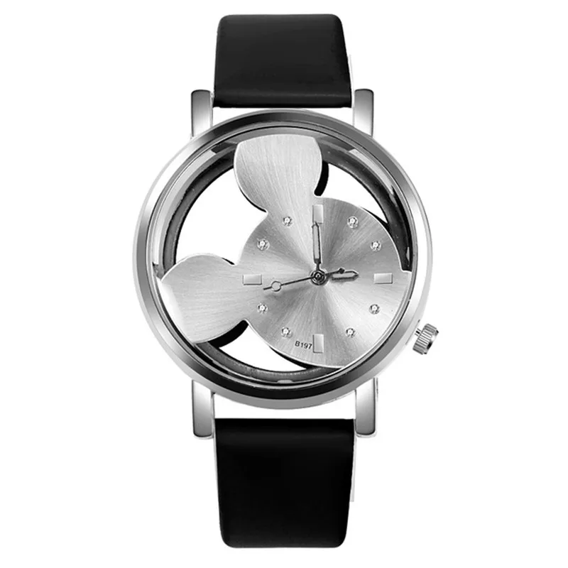 black white Luxury Mickey Cartoon Women Watch Top Brand Fashion Leather Watch Ladies Dress Watch kadin izle Girl Gift Hodinky Relogios - Цвет: black white