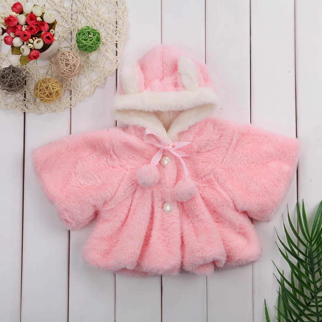 Cute Baby Girl Coats 2017 New Winter Warm Fur Long Sleeve Fuzzy Coat Cloak Jacket Snowsuit Outerwear Clothes | Детская одежда и