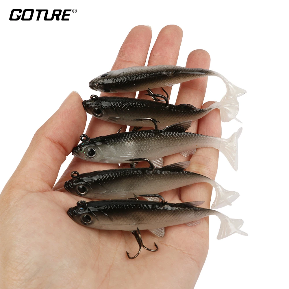 

Goture 5pcs/lot Soft Lure 8.5cm 13g Silicone Artificial Bait Wobblers Fishing Lures Sea Bass Carp Fishing Lead Fish Jig