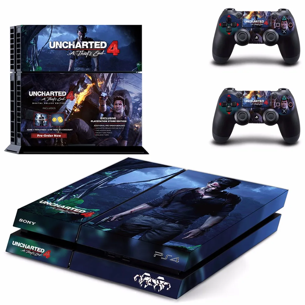 Uncharted 4 вор конец PS4 переводная картинка для Sony PlayStation консоли и контроллер шкуры