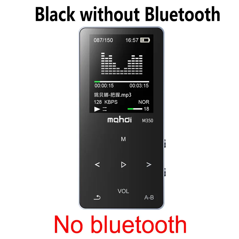 Bluetooth MP4 плеер Встроенные динамики Металл hifi портативный mp3 музыкальный плеер электронная книга Запись голоса fm-радио видео плеер - Цвет: Black no Bluetooth