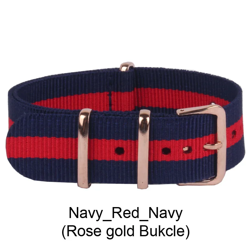Navy Red Navy Купить 2 получают 10%) Пряжка из розового золота 18 мм/20 мм/22 мм полосы Камбо однотонные армейские водонепроницаемые наручные часы модные НАТО текстильный нейлоновый ремешок для часов полосы - Цвет ремешка: Navy Red Navy