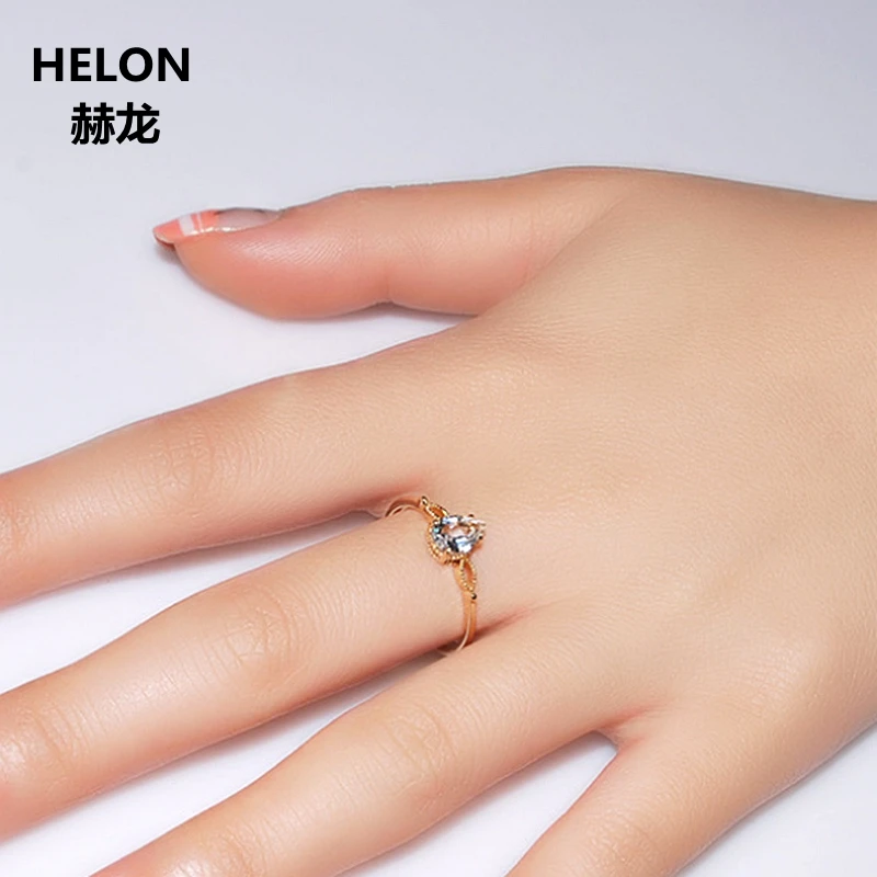 Moissanite кольцо Твердое 14K белое золото круглое 5X7mm Груша Cut VVS/F G лабораторное Grown с