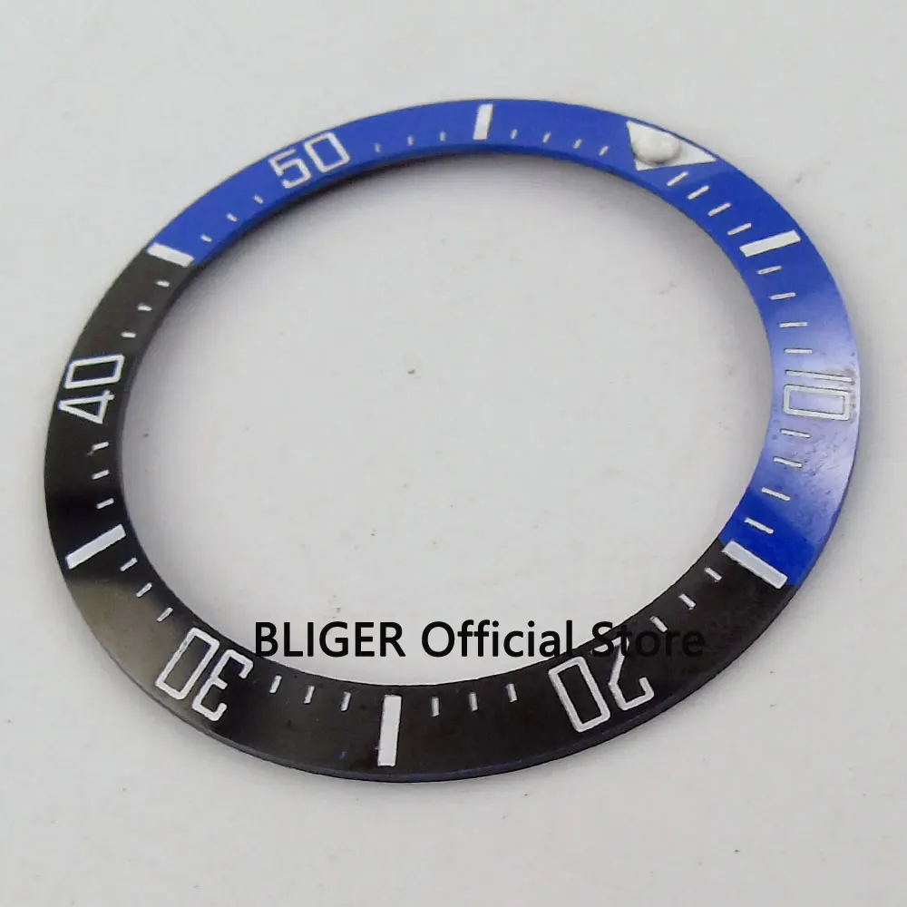 BLIGER 39,7 мм черный синий керамический ободок белые Часы Marks ободок вставки подходят для морских мужские часы BB21