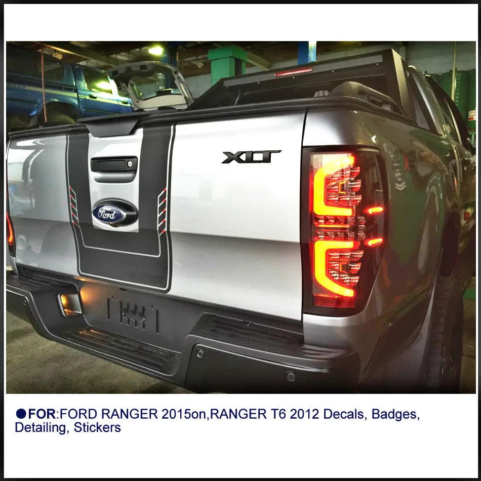 gloss black На заказ для ford ranger наклейки 1 шт. Машина пикап двухцветная Задняя вставка под дверь графические винилы аксессуары измененные украшения наклейки - Название цвета: gloss black