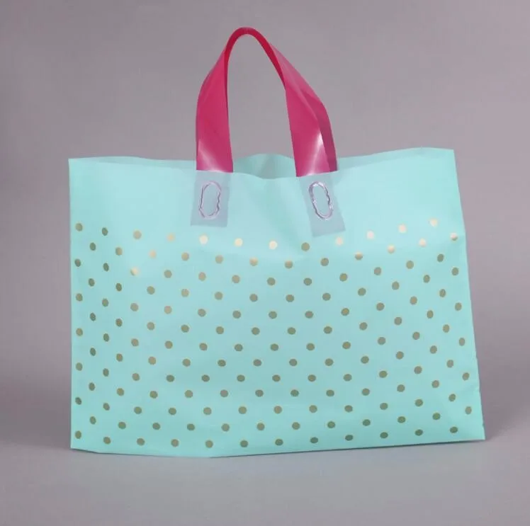 

35*25cm+6cm Plastic Shopping Bags with Handle Pink Boutique Clothes Gift Packaging Bag Plastic Shopping Bags Handles