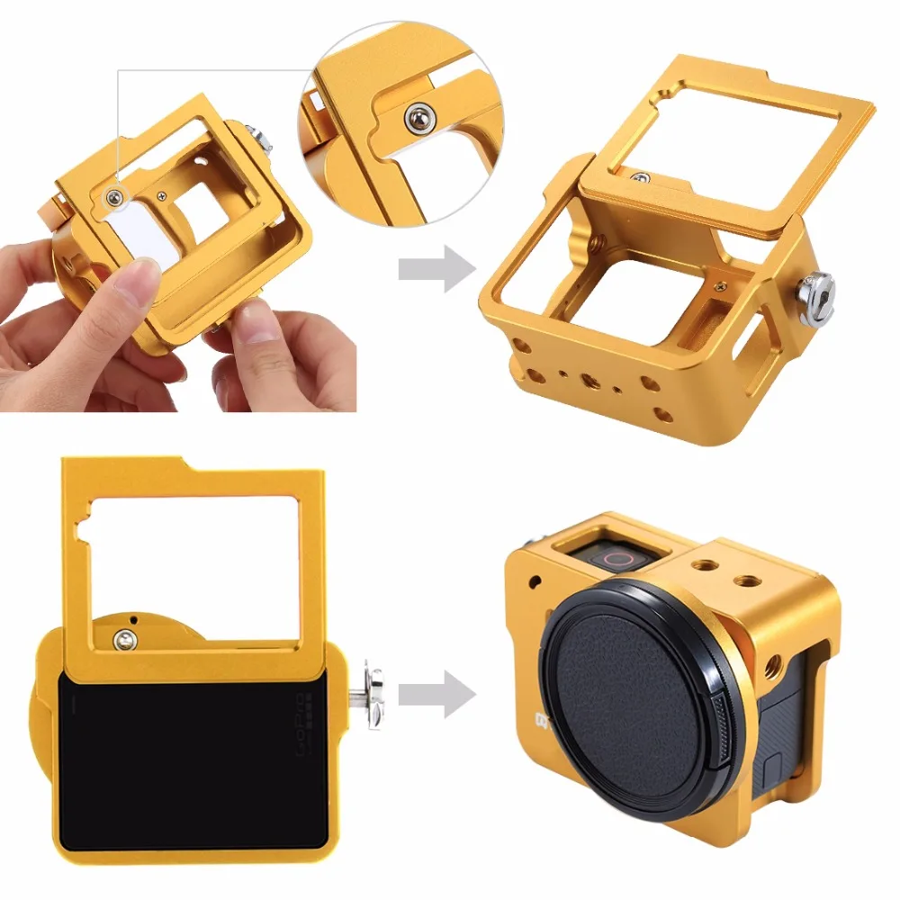 PULUZ чехол Корпус оболочка для GoPro Hero 7 черная CNC Защитная клетка+ страховая рамка и 52 мм УФ-объектив для GoPro Hero