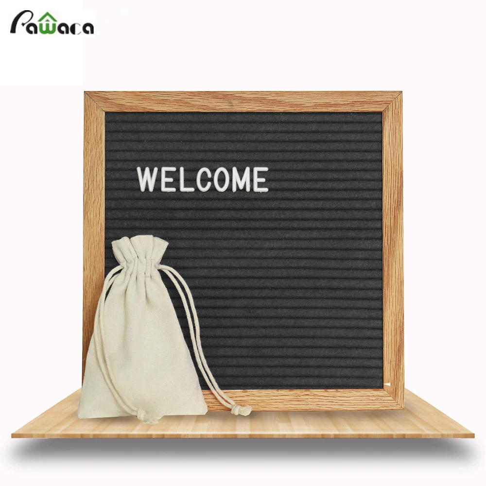 Pawaca Black Felt Wood Message Board 10x10 Inches Changeable Letter Boards Sign 290 White Plastic Letters &amp Oak Frame Home Decor | Дом и