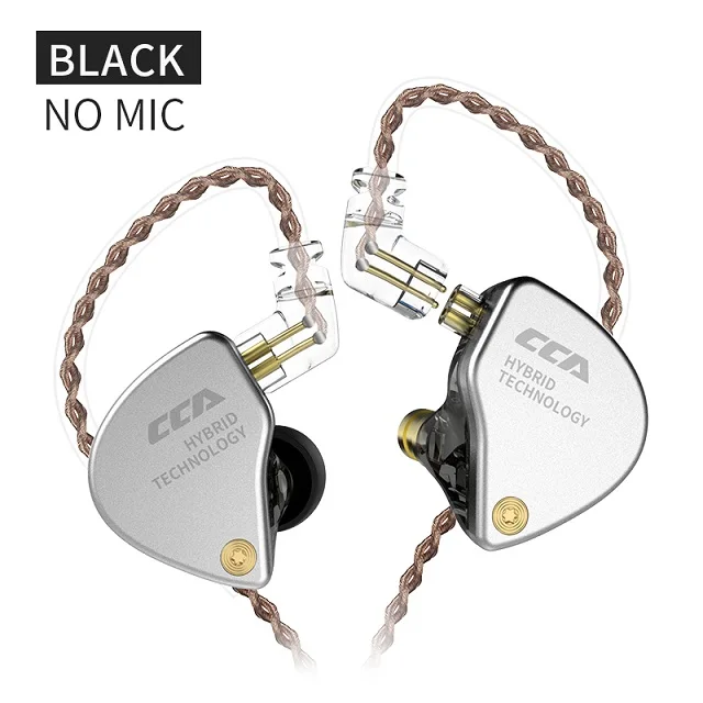 Black no mic Новинка CCA CA4 1DD+ 1BA Гибридный приводной блок в ухо наушники HIFI DJ монитор спортивные наушники для бега наушники для CCA C10 C16 - Цвет: Black no mic