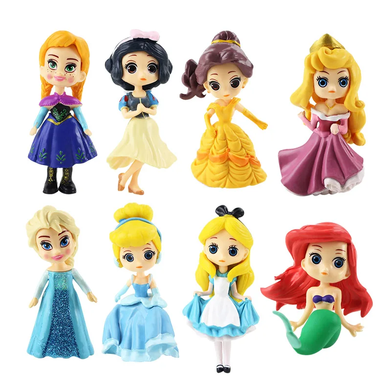 8pcs opp bag 8 шт./партия Q версия фигурка принцессы игрушки Ариэль Золушка Белоснежка Белль фигурка ПВХ фигурка Кукла Коллекция Модель игрушки - Цвет: 8pcs opp bag