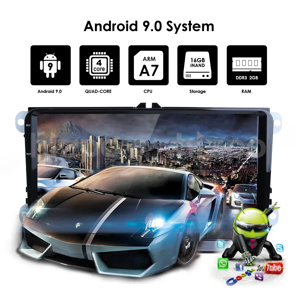 2din 9 дюймов 2 грамма Android9.0 автомобильный Радио gps навигатор для V W passat b6 golf 5 polo j etta QuadCore автомобильный NO-DVD плеер с CANBUS