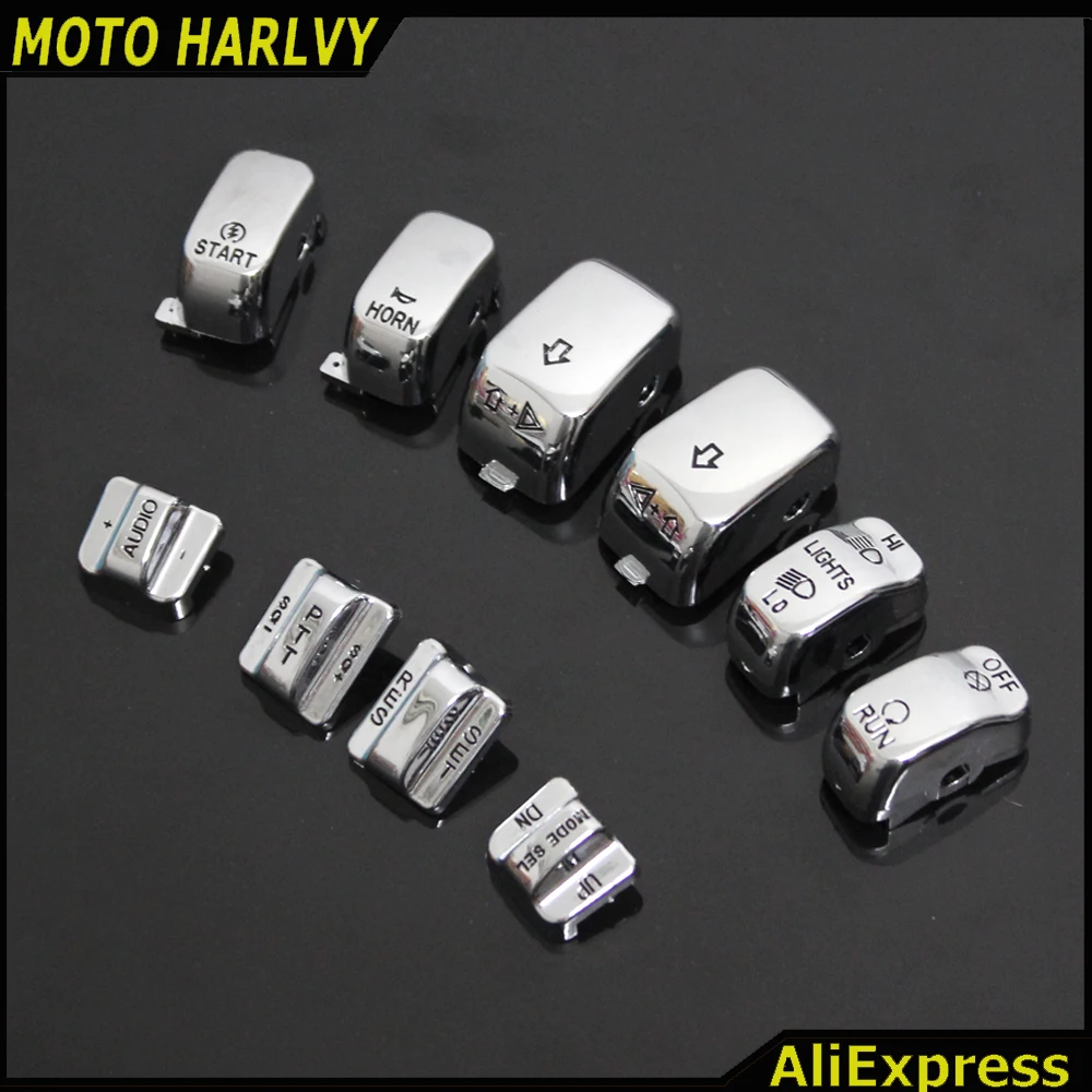

Chrome Carved Hand Control Switch Case Buttons Caps For Touring Models New