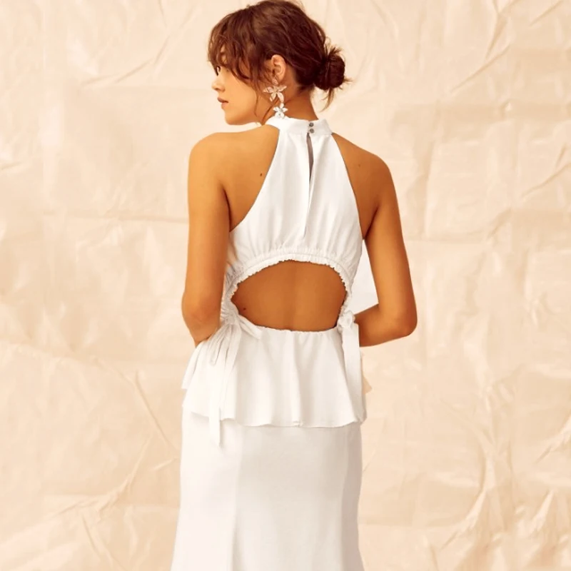INDRESSME 2019 Vestidos новое женское сексуальное модное платье с лямкой на шее без рукавов
