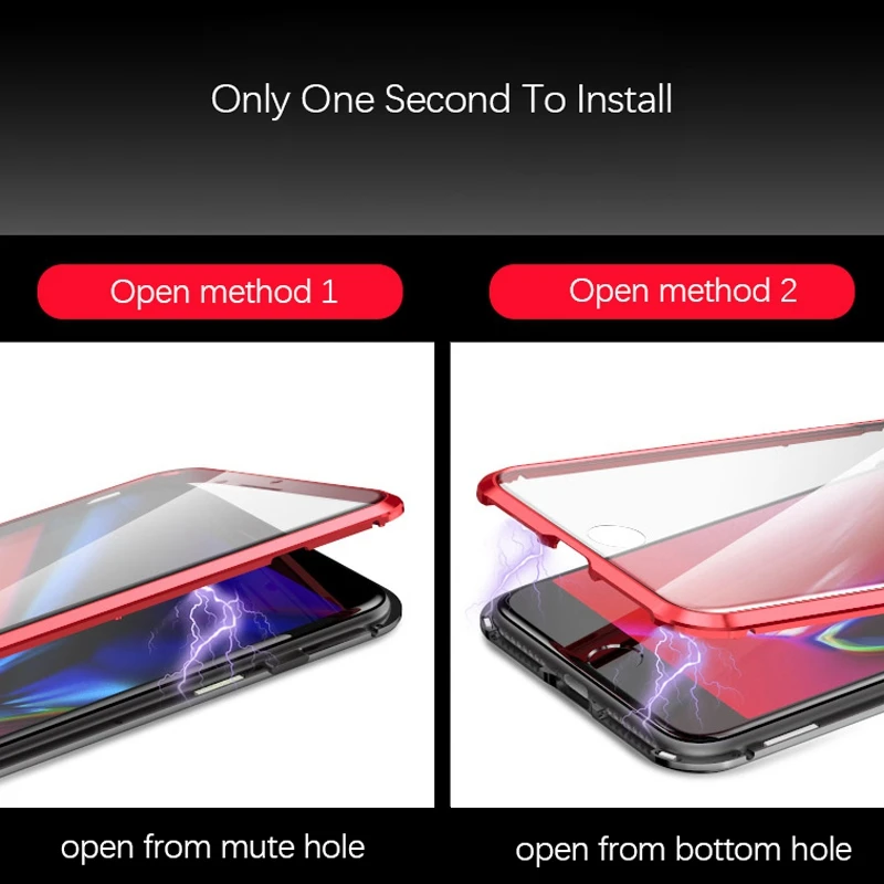 360 двухсторонний стеклянный Магнитный чехол для iPhone Xs Max Xr адсорбционный