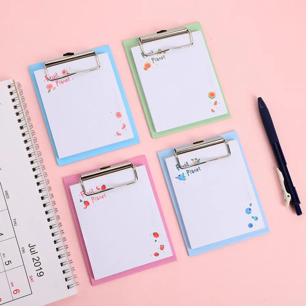 JIANWU Van Gogh Board Clip Sticky Note Clipboard Memo Pads Fruit Notebook Printed Kawaii note pad clip School Office Supplies