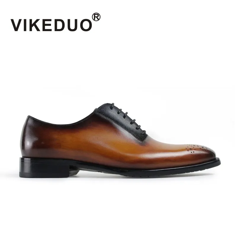 Vikeduo 2020 Handmade Italy Vintage Shoes Wedding Party Male Dress Shoe Genuine Leather Patina Men's Oxford Brogue Zapato Hombre | Обувь