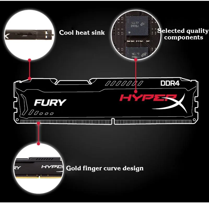 Kingston Hyperx черная фурия Memoria Arbeitsspeicher ОЗУ DDR4 8 GB 2666 MHz CL16 HX426C16FB DIMM Применение для настольных ПК игры 1 шт