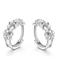 925 sterling silver earring woven flowers shape hoop earrings embed cz crystal pretty earring for wedding accessories