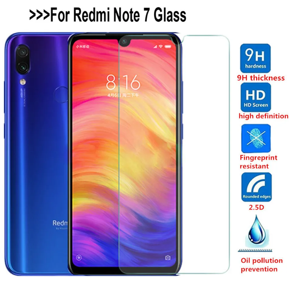 Закаленное стекло для Xiaomi Redmi Note 7 5 6 Pro mi 8 9 A1 A2 lite Защитная пленка экрана на