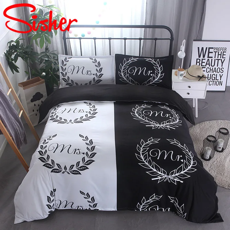 mr-mrs Sisher Роскошное Одеяло классический твердый комфортный цвет постельных принадлежностей для взрослых один двойной королева король - Цвет: mr-mrs