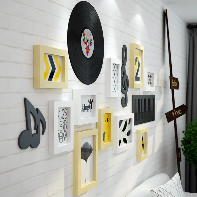 Ноты твердой древесины фоторамка творческий фото стена моды набор украшения