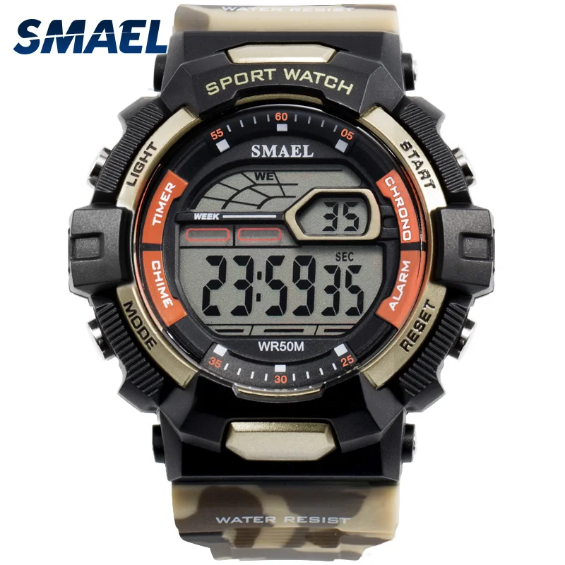 

Waterproof Military Watches Genuine Leather Relogio Masculino SMAEL Sport Watches Shock Resist 1527 Digital Wrsitwatches Luxury
