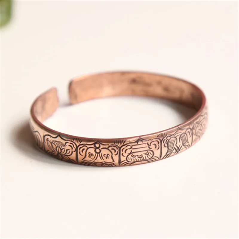 BB-426 Тибетский бабао восемь благоприятный амулет открытый манжеты браслеты из красной меди
