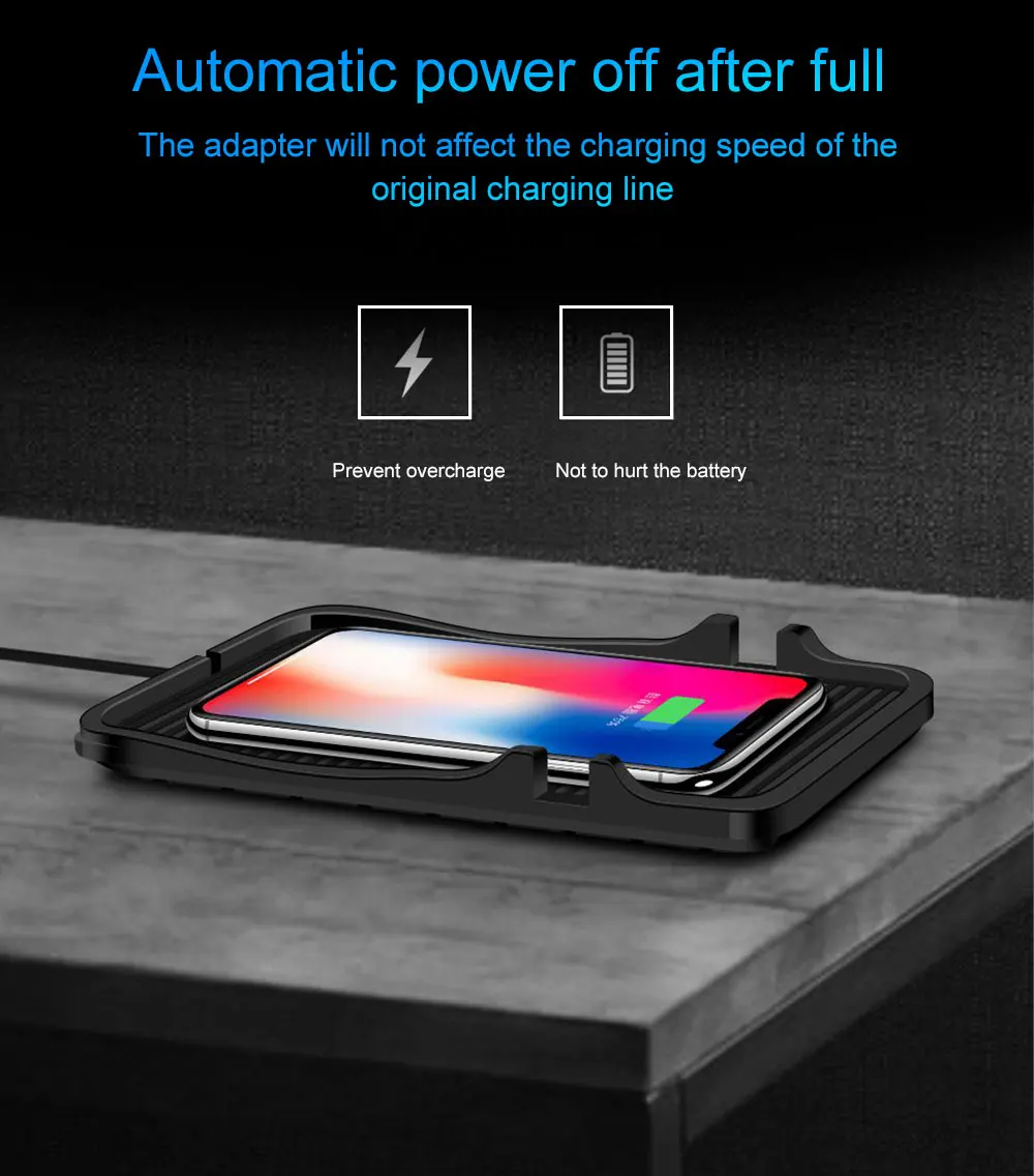 PORTEFEUILLE Qi автомобильное беспроводное зарядное устройство подставка для Iphone XS MAX XR 8 plus X samsung S8 S10 S9 Plus Note8 Chargeur Индукционная камера