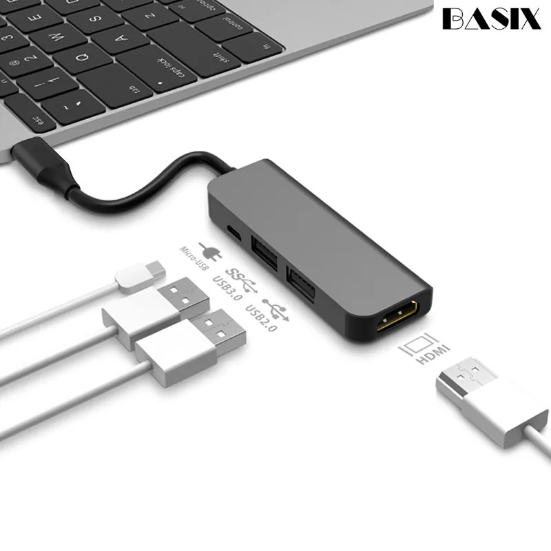 Basix USB C концентратор 3 0 HDMI Thunderbolt адаптер для MacBook Samsung Galaxy S9 Huawei P20 Mate 20 Pro Type