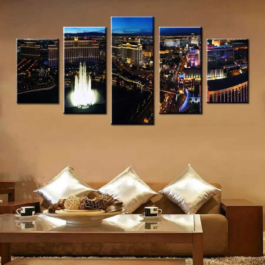 

Las Vegas At Night Picture Bedroom Wall Decor Venice Tower of London Landscape Artwork for Kitchen Hallway Home Wall Art