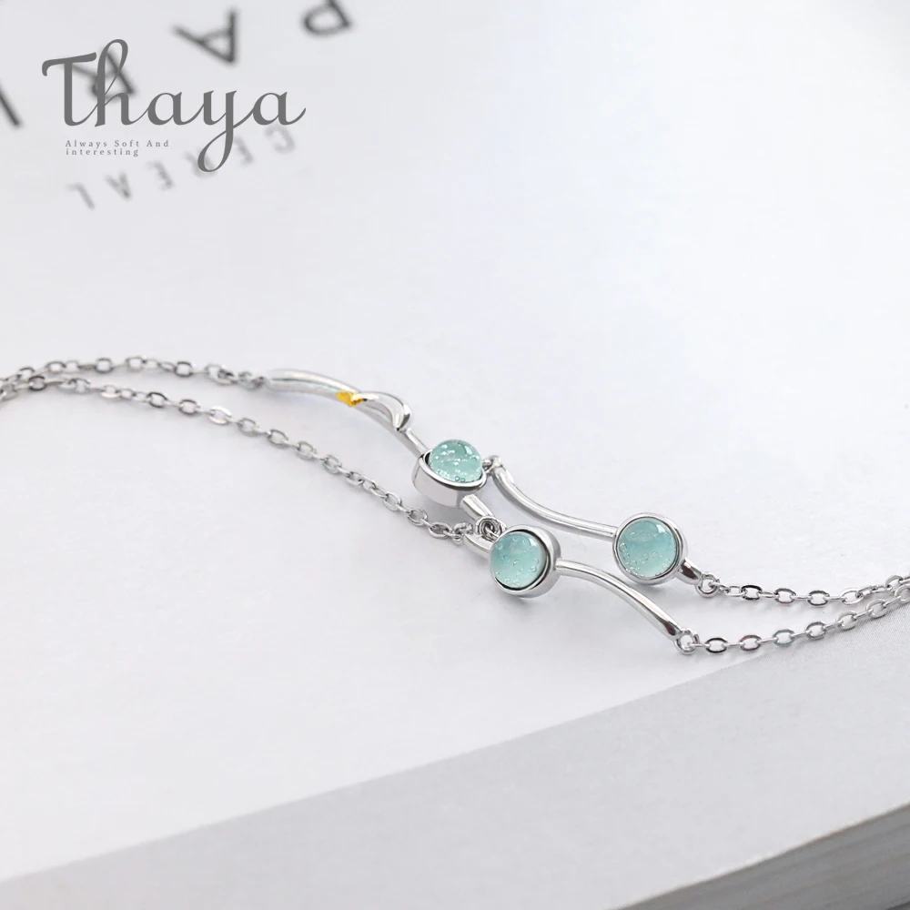 Thaya оригинальный s925 Серебряный Дельфин драгоценный камень двухслойный браслет