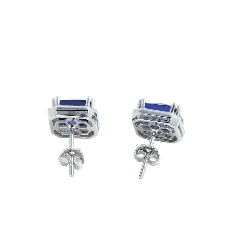 JQUEEN 3.8ct Сапфир-ювелирные изделия 925 Стерлинговое Серебро Серьги Принцесса Cut синие сережки Brincos горячая Распродажа подарок на день рождения для женщин
