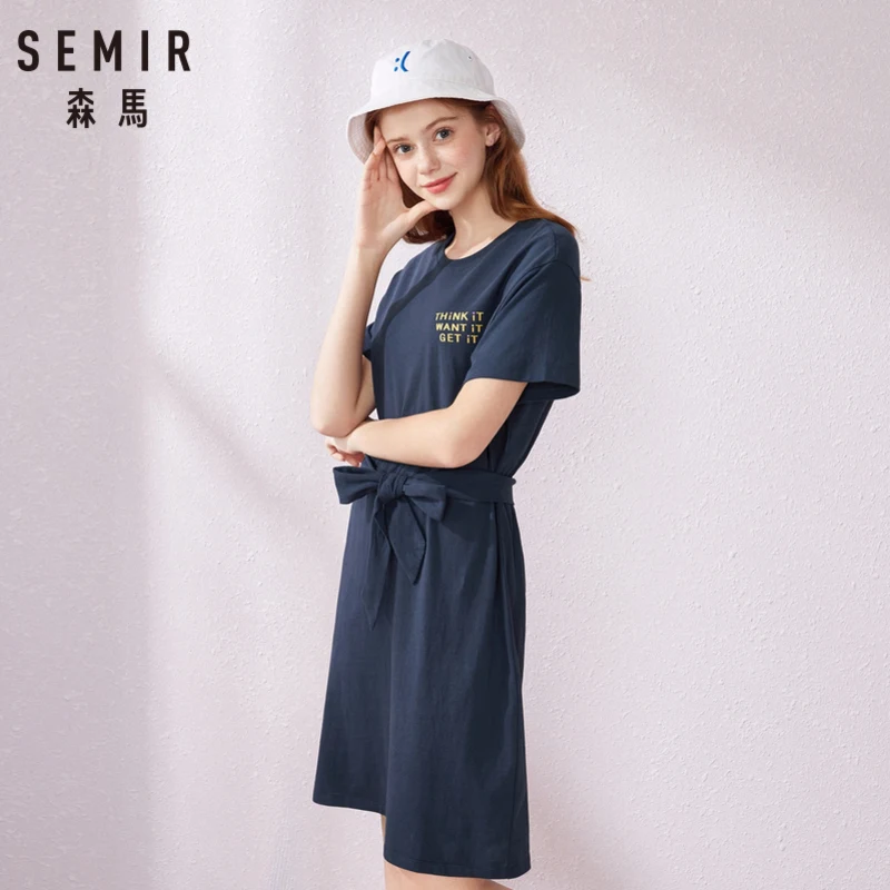 Женское плиссированное платье SEMIR свободное Спортивное облегающее с круглым
