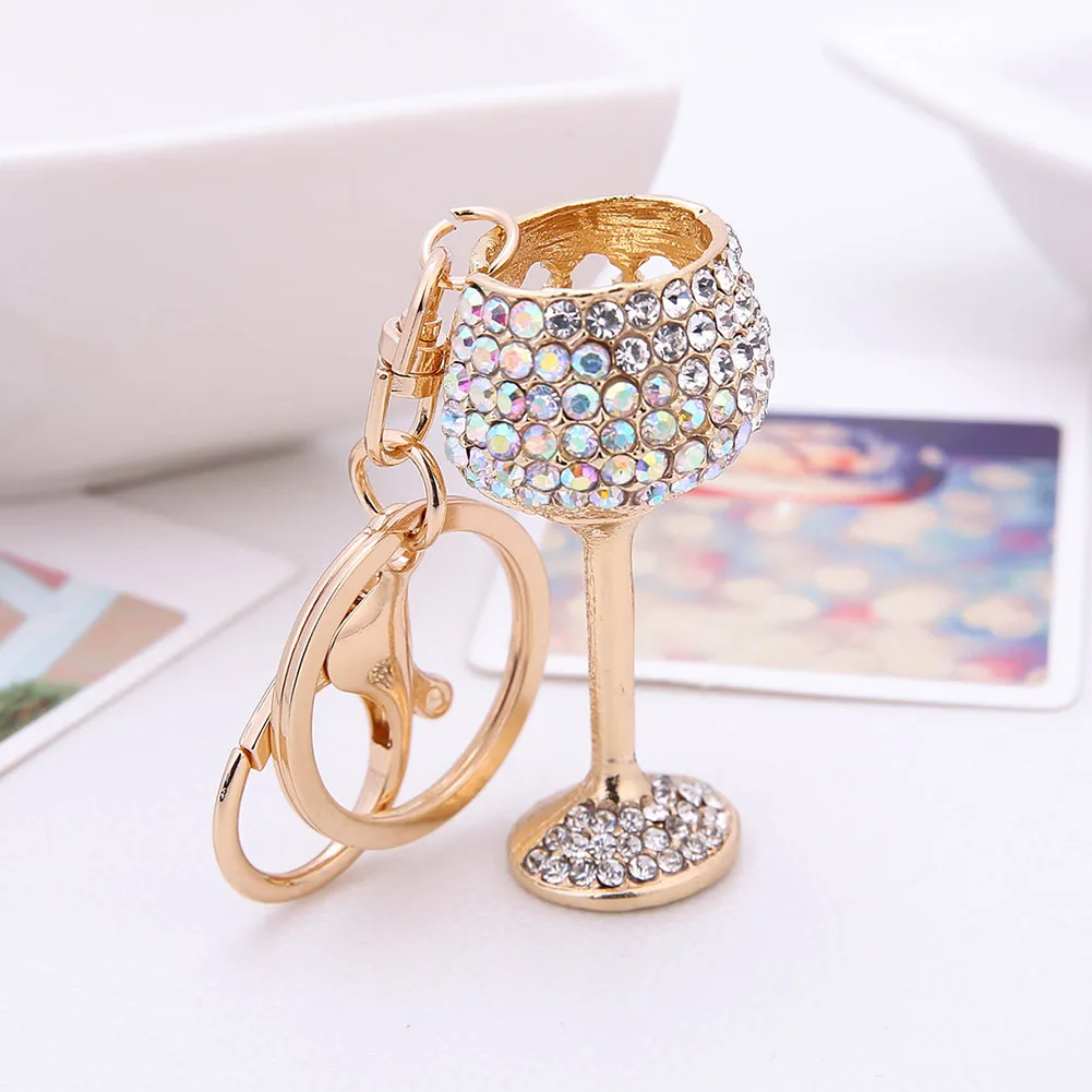 2019 New Wine Glass Keychain Lightweight Alloy Rhinestone Pendant for Cellphone Bags Key CX17 | Украшения и аксессуары