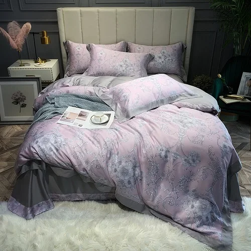 bedding set 1 Набор постельного белья из Тенсел-лиоцелла с рисунком птиц и цветов, 4 шт., мягчайший шелковистый дышащий пододеяльник для нежного сна, размер queen King - Цвет: bedding set 1