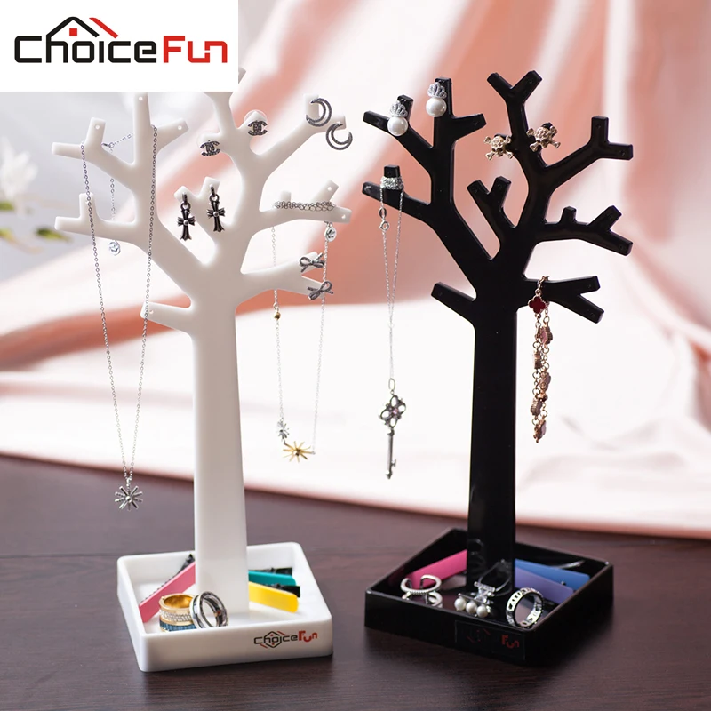 Выбор забавная Мода Белый Черный Дерево формы украшения для хранения ювелирных