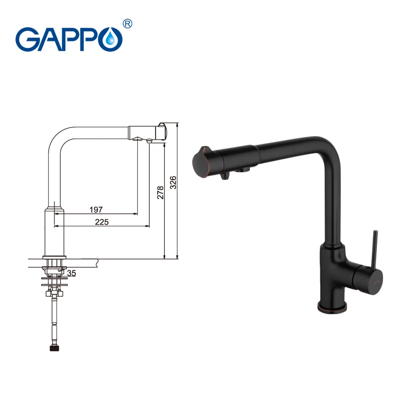 Смеситель для воды GAPPO G439010 латунный кран с питьевой водой раковины черная бронза