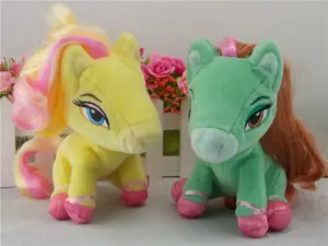 Подлинная Желтая зеленая лошадь, 6 дюймов, плюшевая игрушка, мягкая кукла для подарка на день рождения, высокое качество