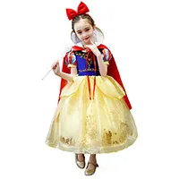 Платье Белоснежки; нарядный сказочный костюм для девочек; Детские вечерние платья для костюмированной вечеринки; бальное платье принцессы; одежда для ролевых игр
