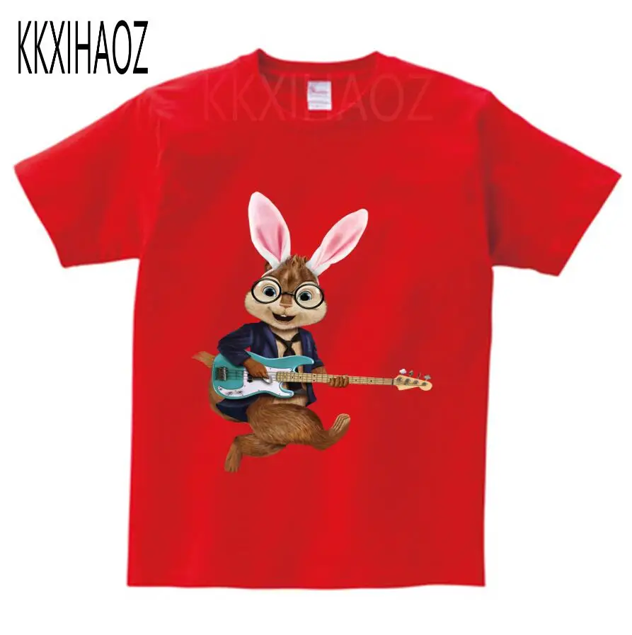 red childreT-shirt Лето, Детская футболка с короткими рукавами, куртки с изображением Алвина и чипмука, детская одежда с принтом животных, футболки для мальчиков и девочек, NN - Цвет: red childreT-shirt