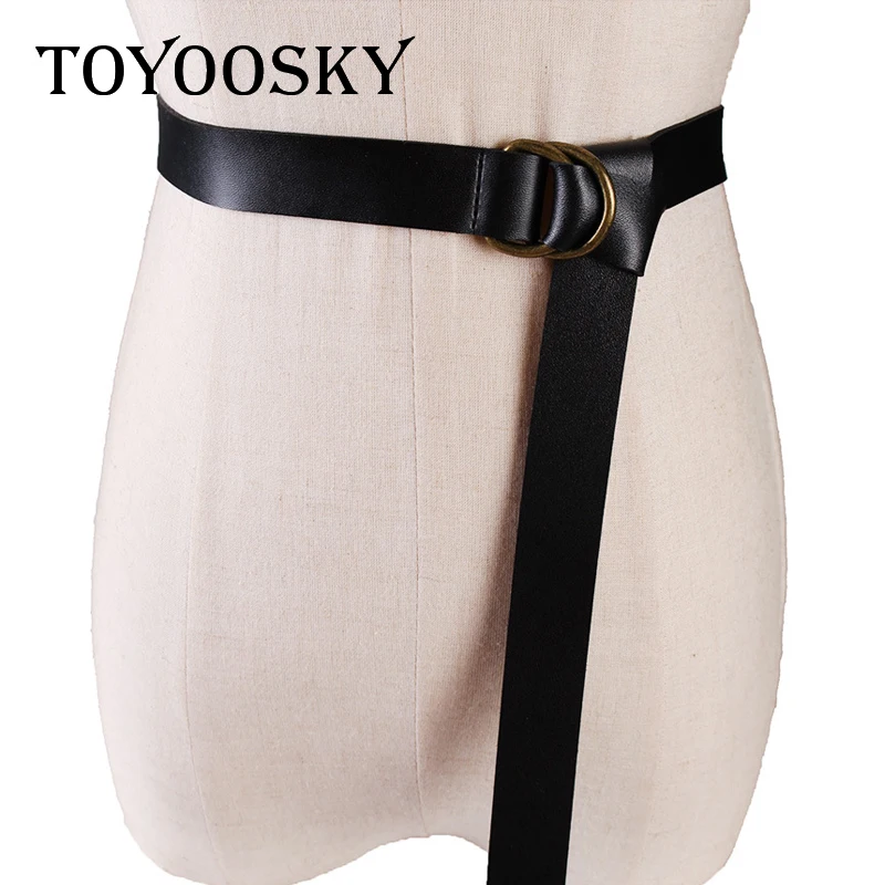 

2018 Fashion Women Belt For PU Leathe Casual Women Belt of High Quality Vintage Style Alloy Double Ring Buckle Belt TOYOOSKY