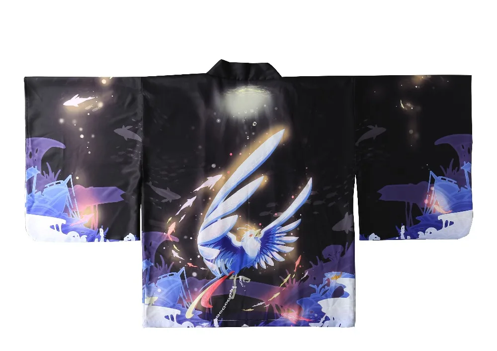 

Japanese loose bathrobe A great hawk spreads its wings haori summer Sunscreen kimono Literature and art cosplay Chiffon Ice silk