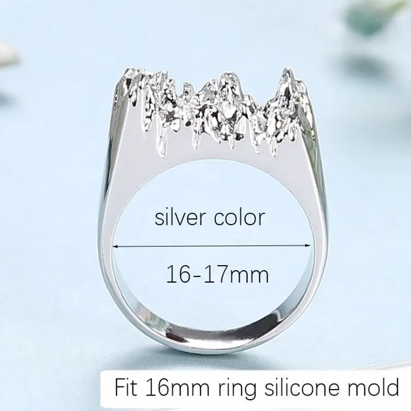metal silver 16mm SNASAN силиконовая форма пик для ювелирных изделий Клифф Стиль Кольцо Плесень Смола силиконовая форма ручная работа, сделай сам, ремесло формы для эпоксидной смолы инструмент - Цвет: metal silver 16mm