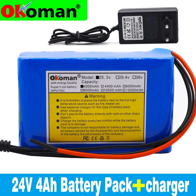 24V 4Ah 6S2P 18650 аккумулятор литий ионный 25 2 v 4000mah Электрический велосипед