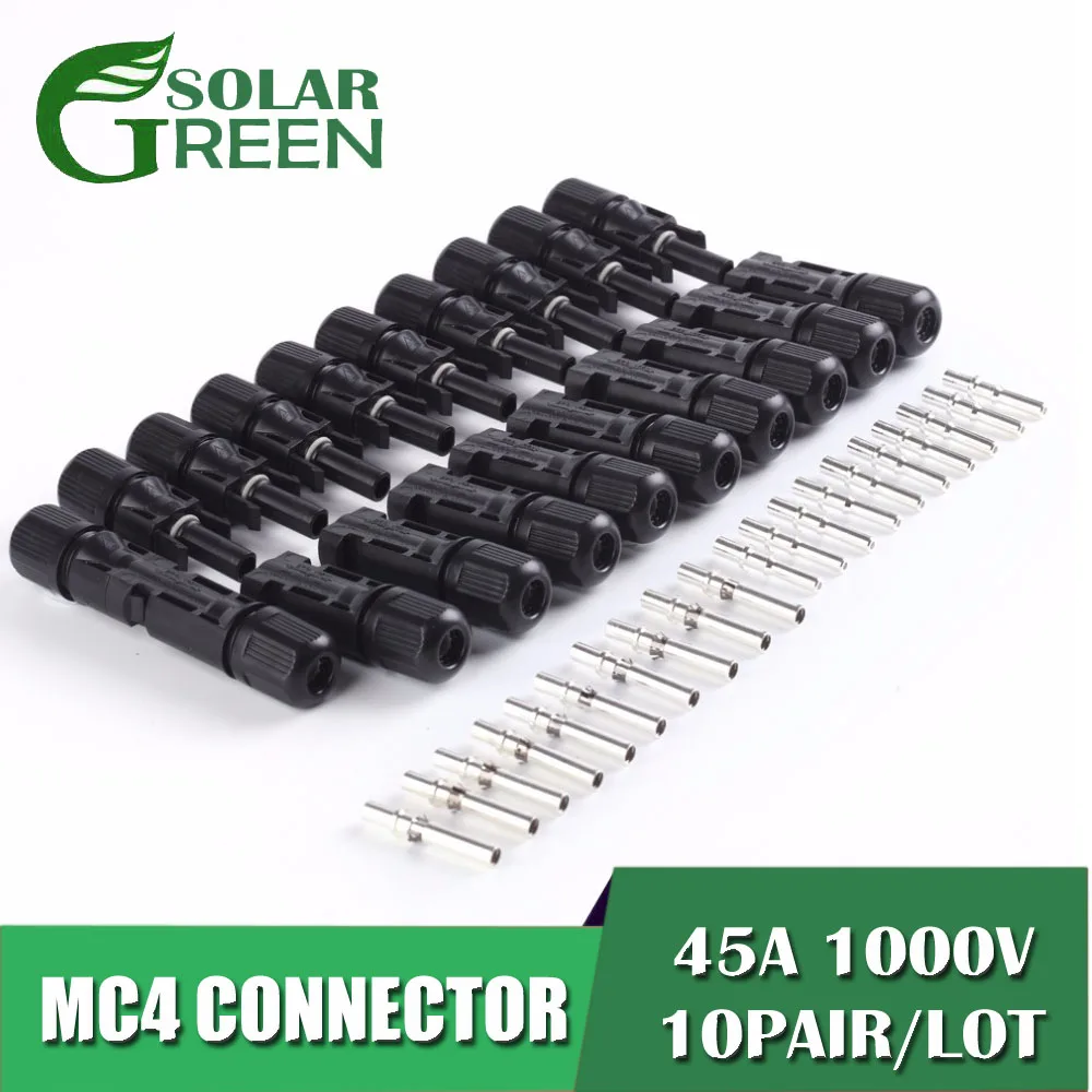 10 пара/лот 45A 1000V MC4 разъемы мужского и женского пола, MC4 Панели солнечные Plug ток 1000V PV кабель 2,5/4/6 мм сплошной медные контакты