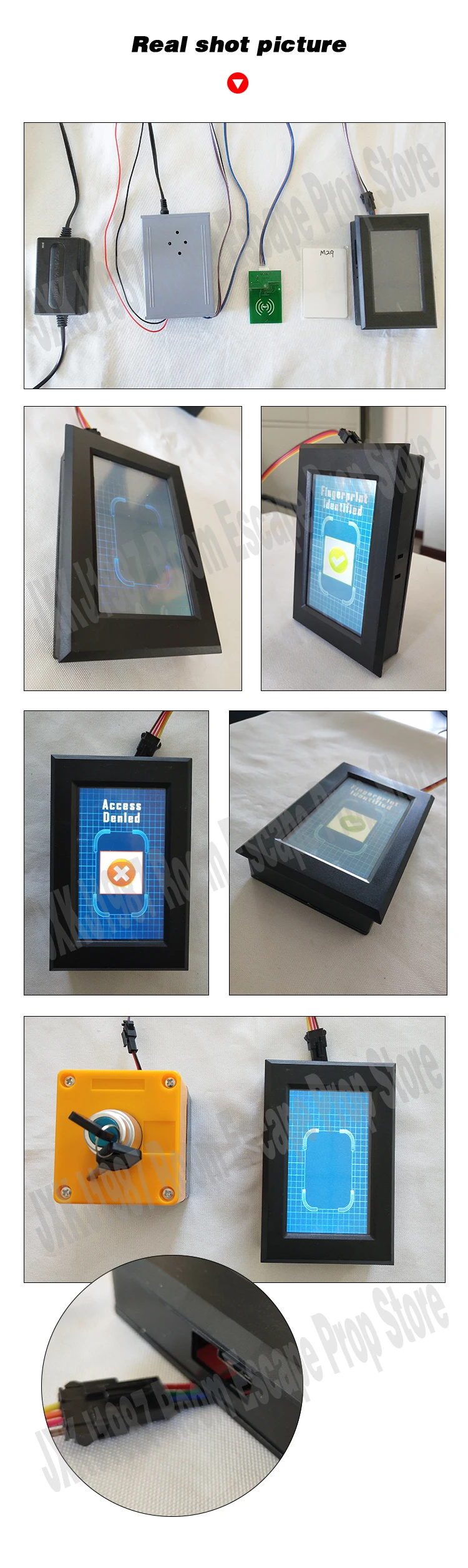 Сканер отпечатков пальцев prop Escape room puzzle, умный экран, система идентификации отпечатков пальцев, сканер отпечатков пальцев, разблокировка jxkj1987