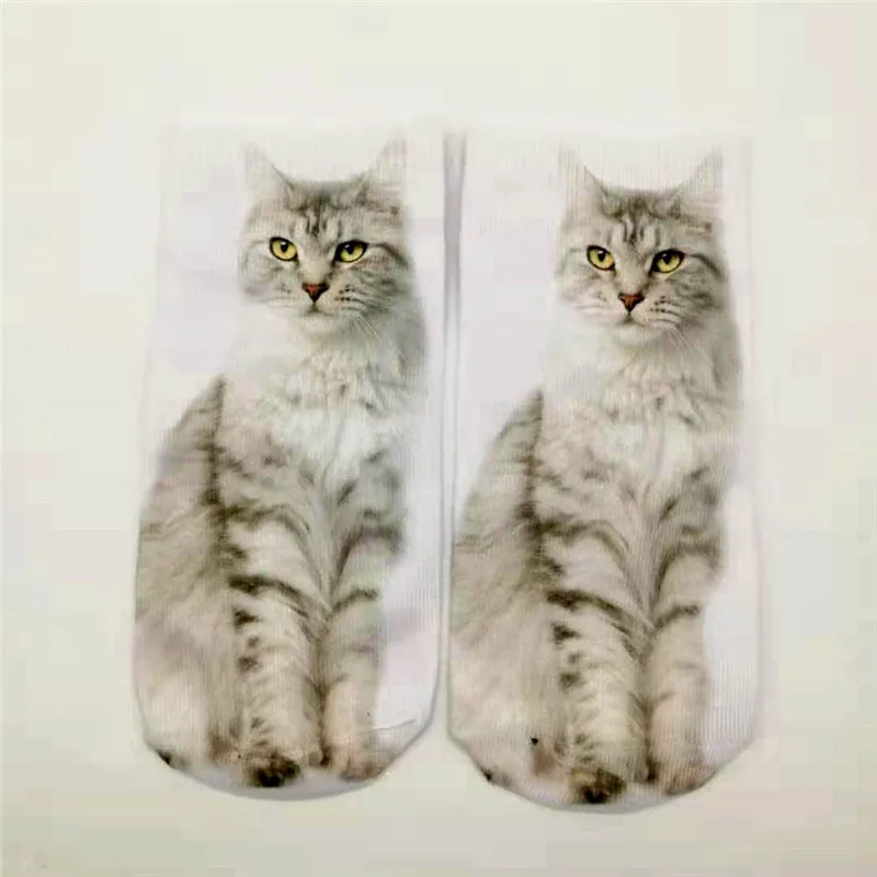Rubu 3D печатные носки женские весна лето кошка печать короткие носки с милыми животными meias женские забавные голеностопные носки мужские 7S-ZWS19